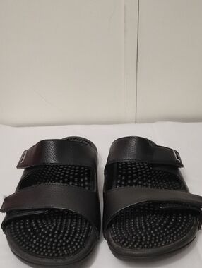 KENkOH Serenity V Unisex Black Double-Strap Massage Slide Sandals